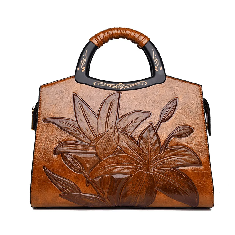 

2020 New Style Autumn And Winter Fashion Big Flower WOMEN'S Bag Ethnic-Style Women's One-Shoulder Handbag WOMEN'S Messenger Bag