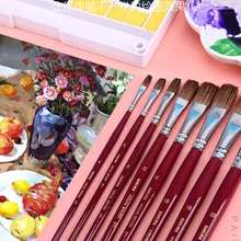 1 шт. японская кисть для акварели из конского волоса сакуры круглая/Плоская специальная гуашь акриловая масляная краска студенческие товары для рукоделия