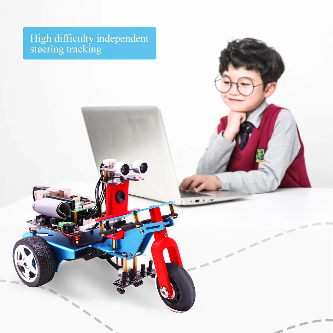 TrikeBot Smart Programmable Robot Car Kit Programmable Learning with HD Camera DIY Robot Kit with 1G Raspberry 4B