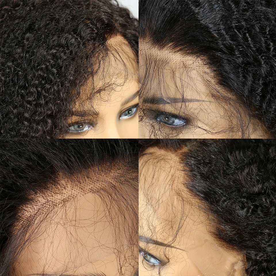 Sassoon Bob 13*4 кудрявые волосы на фронте человеческих волос парики для женщин бразильские Remy бесклеевые предварительно сорванные отбеленные узлы бесклеевая