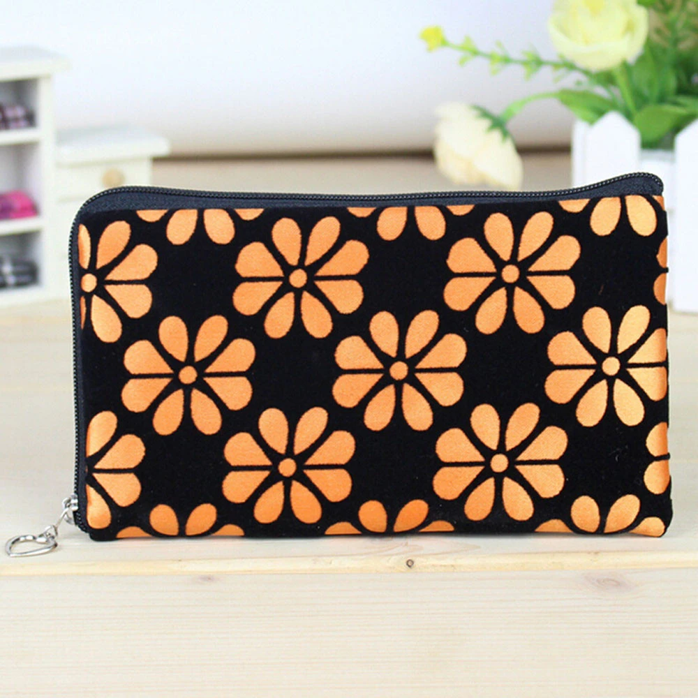 

Women's Flower Print Fabric Wallet Purse Clutch Bag Female Casual Soft Square Zipper Coin Purse Mobile Phone Key Case 815