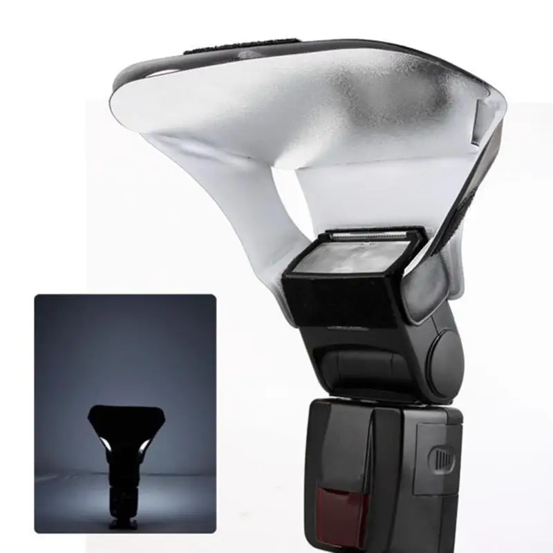 Negro Cámara DSLR Universal Flash Speedlite Difusor Placa de Reflector Plateada/Blanca Softbox Luz Suave para Tomar Fotos 