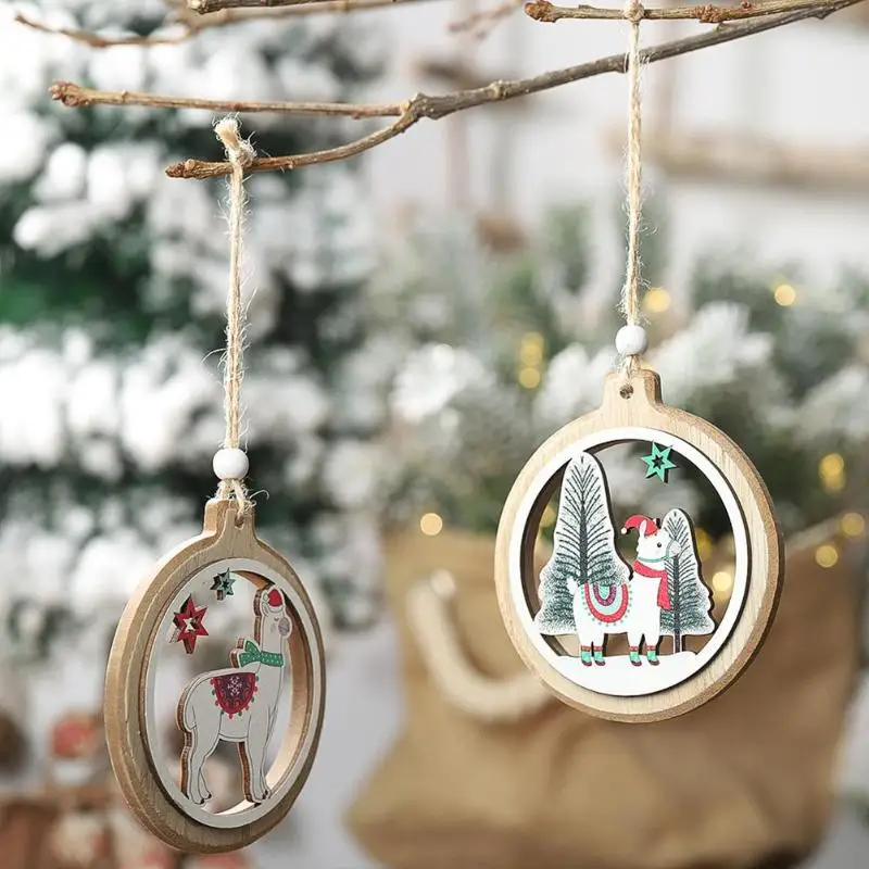 

Merry Christmas Hollow-out Alpaca Hanging Ornament Creative Window Decor