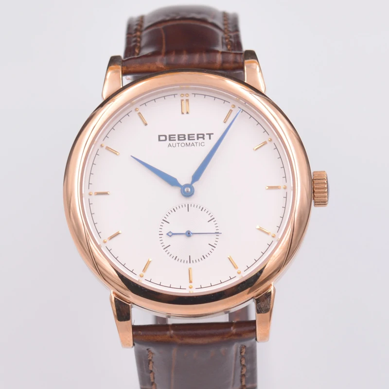 

Debert 40mm white dial Sapphire Crystal Leather Bracelet 316L SS Case Automatic Men Watch