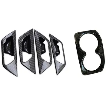 

for Peugeot 3008 Gt 2017 2018 Carbon Fiber Interior Inner Door Handle Catch Cover & Car Water Cup Holder Frame Cover