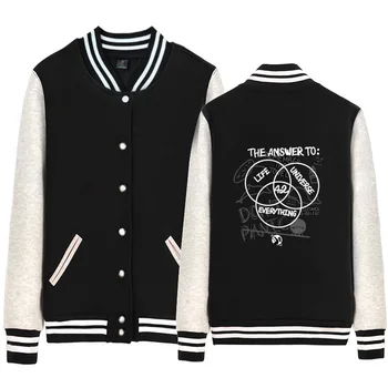 

42 Don't Panic Woman Girl Baseball jacket Full Zip Coat Marvin Number Answer to Life Universe Everything Dolphin Whale ZIIART