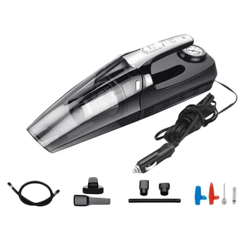 

4-In-1 Car Handheld Vacuum Cleaner With Pointer Display Tire Inflator Pump Pressure Gauge Led Light Vacuum Cleaner For Home Car