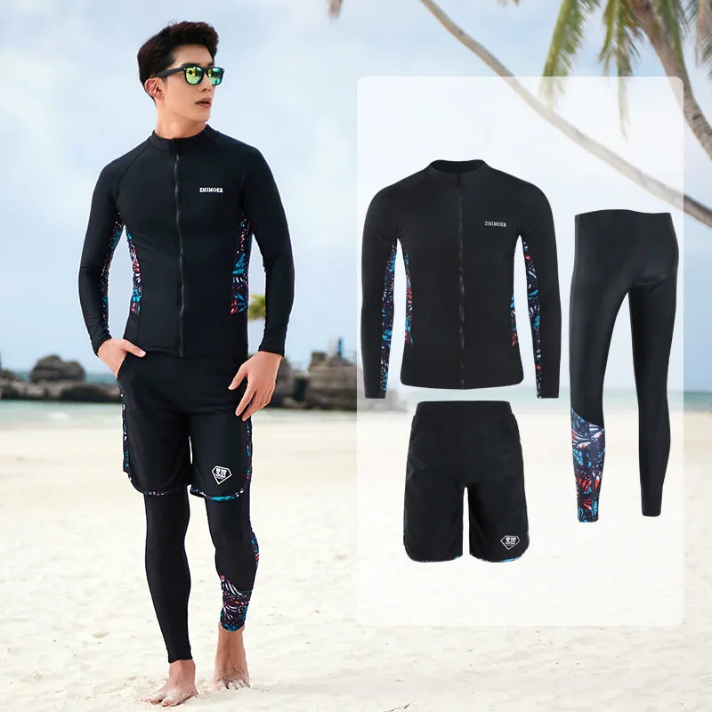Rash Guard Surfing Swimsuit Women Men Rash Guard Long Sleeve Sun Protection Surfing Shirts Diving Tops Bottoms Beach Quick Dry Split Snorkel Full Swimsuit