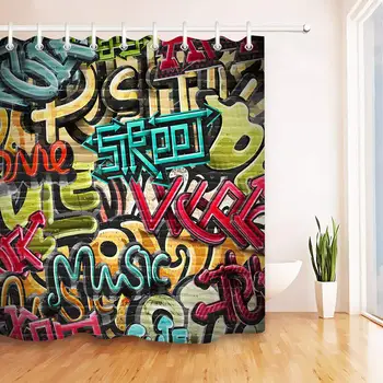 

Abstract Graffiti Grunge Texture Shower Curtain Set Bathroom Waterproof Fabric 3D High-Definition Printing Does Not Fade 12