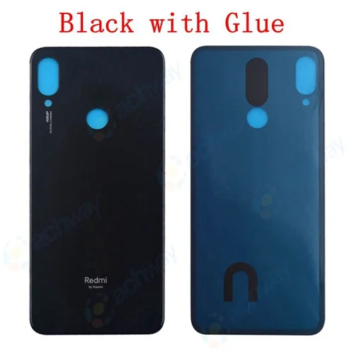 black Новинка для Redmi Note 7 Pro задняя крышка батарейного отсека задняя крышка стекло для Xiaomi Redmi Note7 Крышка батарейного отсека Корпус чехол с клеем - Цвет: black