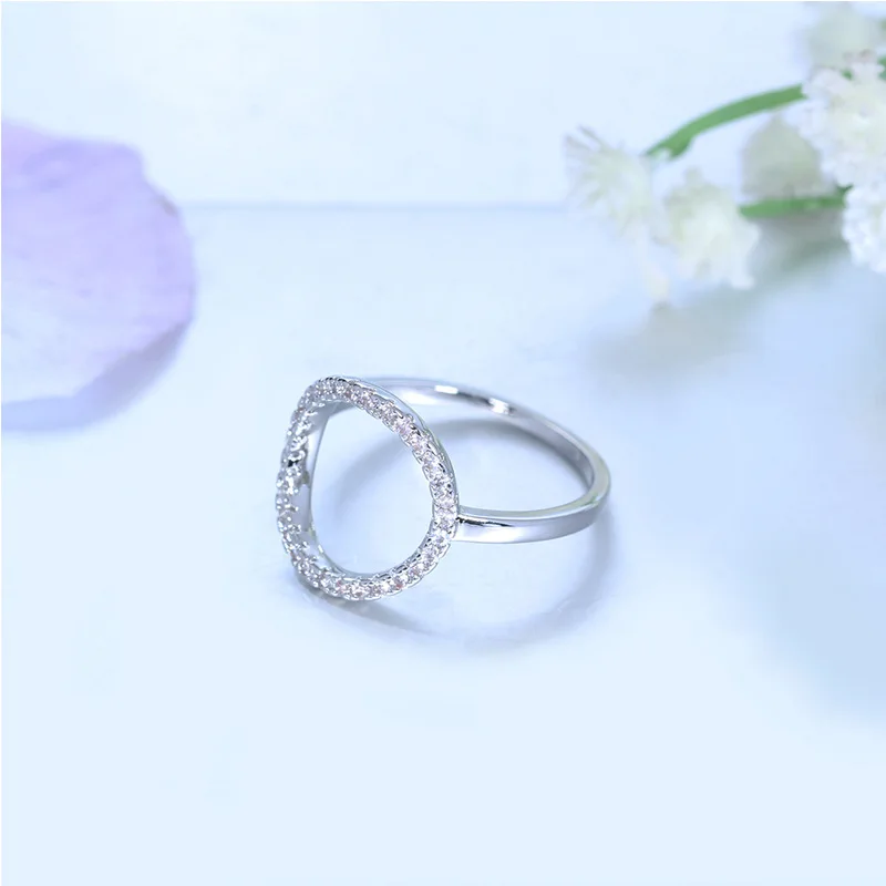 Модное серебряное 925 Ювелирное кольцо с кубическим цирконием драгоценный камень для женщин кольца геометрической формы Свадьба Помолвка вечерние подарки - Цвет основного камня: Белый