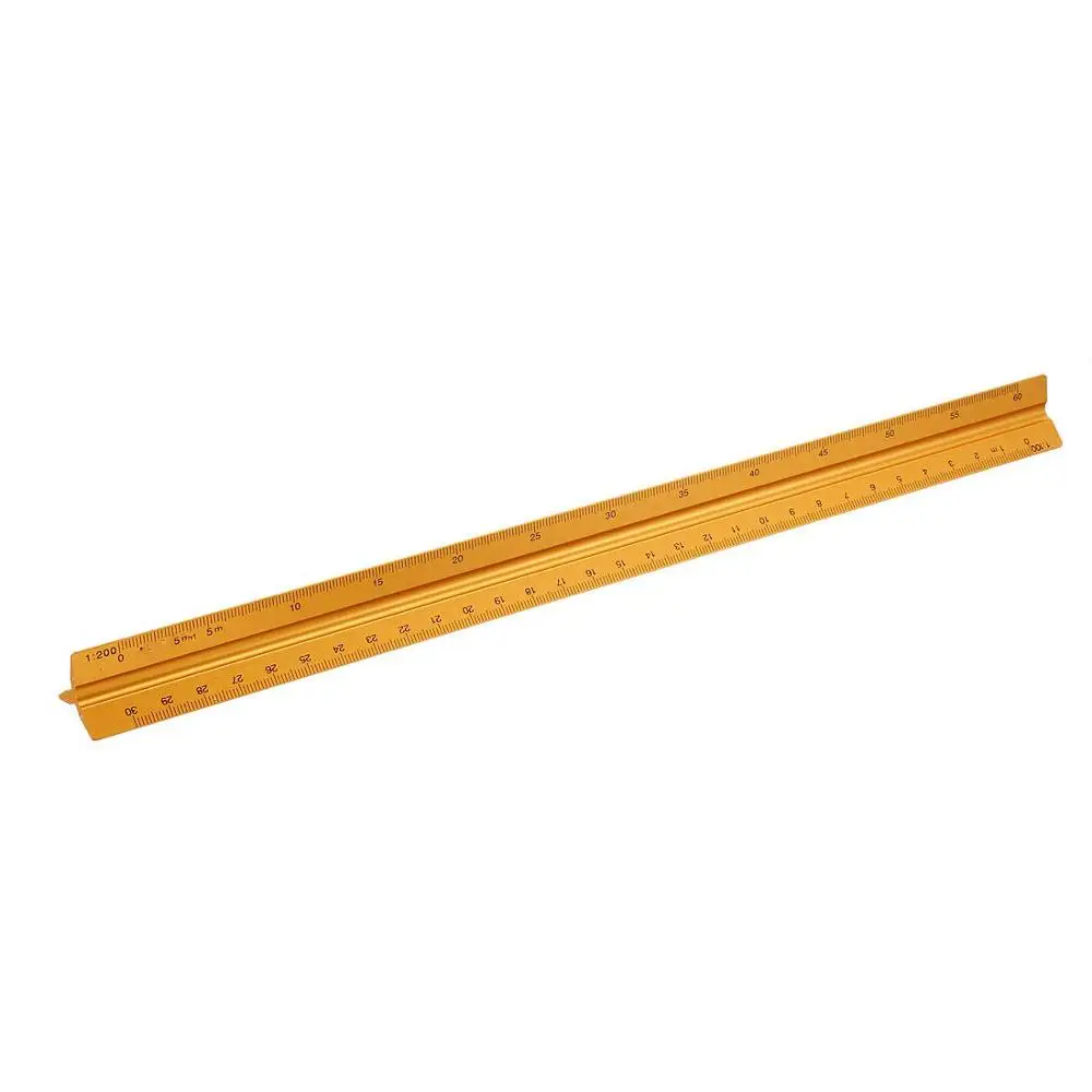 Scale Ruler Aluminum Alloy 30cm Engineer Triangular Scale Drafting Tools For Architects Students Draftsman Engineers-Yellow