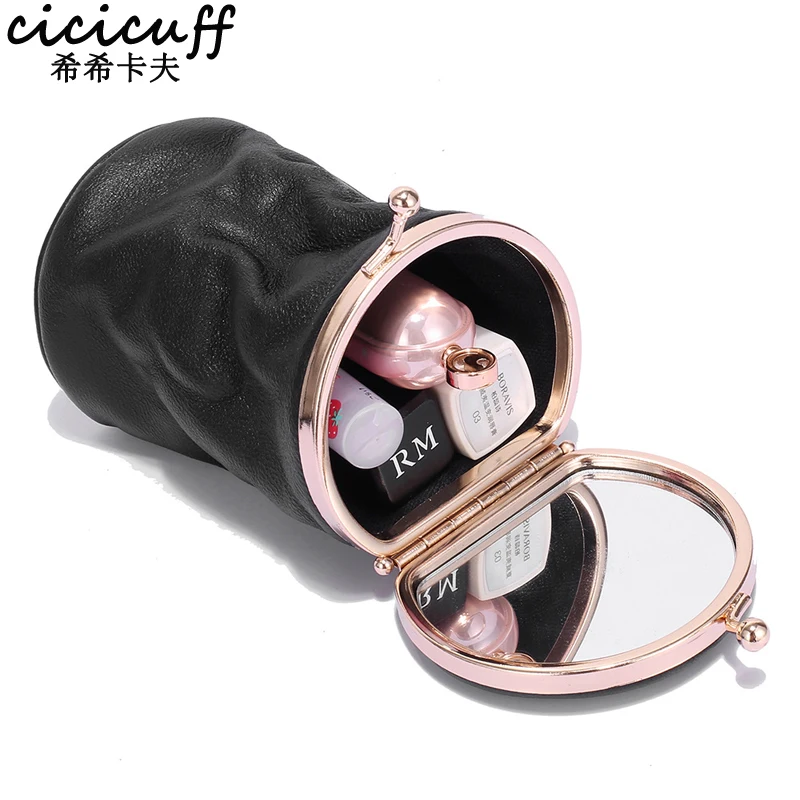 Makeup Case Small Portable Genuine Leather Lipstick Storage Pouch with