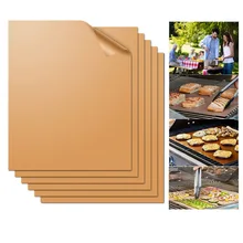 5 Pcs Heat Non-Stick BBQ Mat Fast Hot Copper Resistant Easy Clean Grill Mat Sheet Baking Sheet Portable Outdoor Barbecue Tool