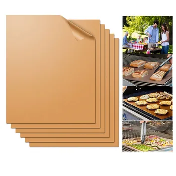 

5 Pcs Heat Non-Stick BBQ Mat Fast Hot Copper Resistant Easy Clean Grill Mat Sheet Baking Sheet Portable Outdoor Barbecue Tool