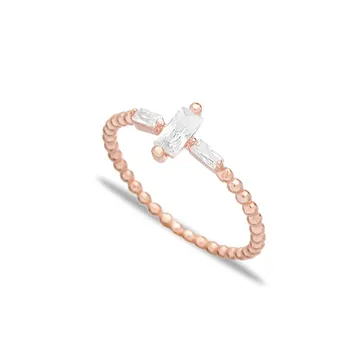 

Elegant Zircon Stone Design Turkish Handmade 925 Sterling Silver Beaded Ring