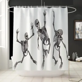 

New Scary Skull 3D Digital Printing Waterproof Shower Curtain Bathroom Set Partition Curtain