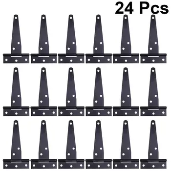 

24PCS 4Inches Triangle Hinges Sturdy T Shaped Hinges Multi-purpose Door Gates Hinges Iron Gate Strap Hinge Light Duty Shed Hinge