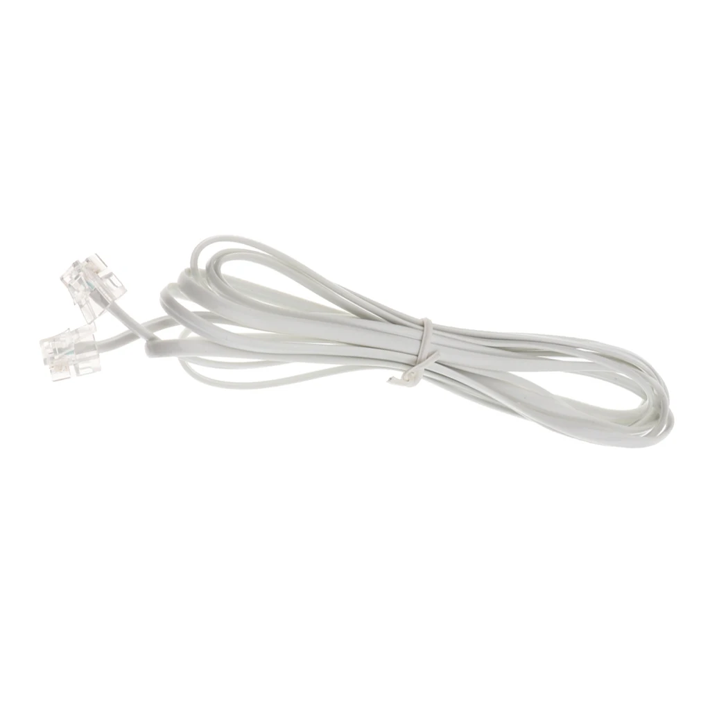 10 Feet Telephone Landline Extension Cord Cable Line Wire with Standard RJ-11 6P2C Plugs (White 3Meters,1Pack)