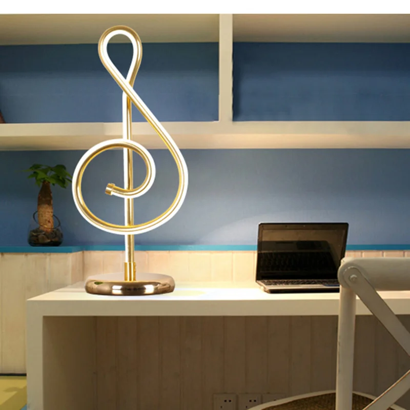 

25W Musical Note Lamp Golden Music Note Bedroom LED Desk Lamp Artistic Home Living Room Bedside Decoration Night Light EU plug
