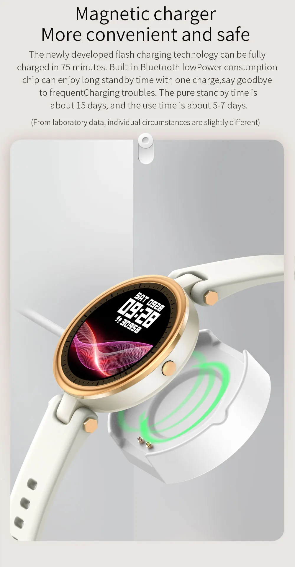 Montres connectées QR01 IP68 étanche 8 modes sportifs petite montre femme fine et ultraplate