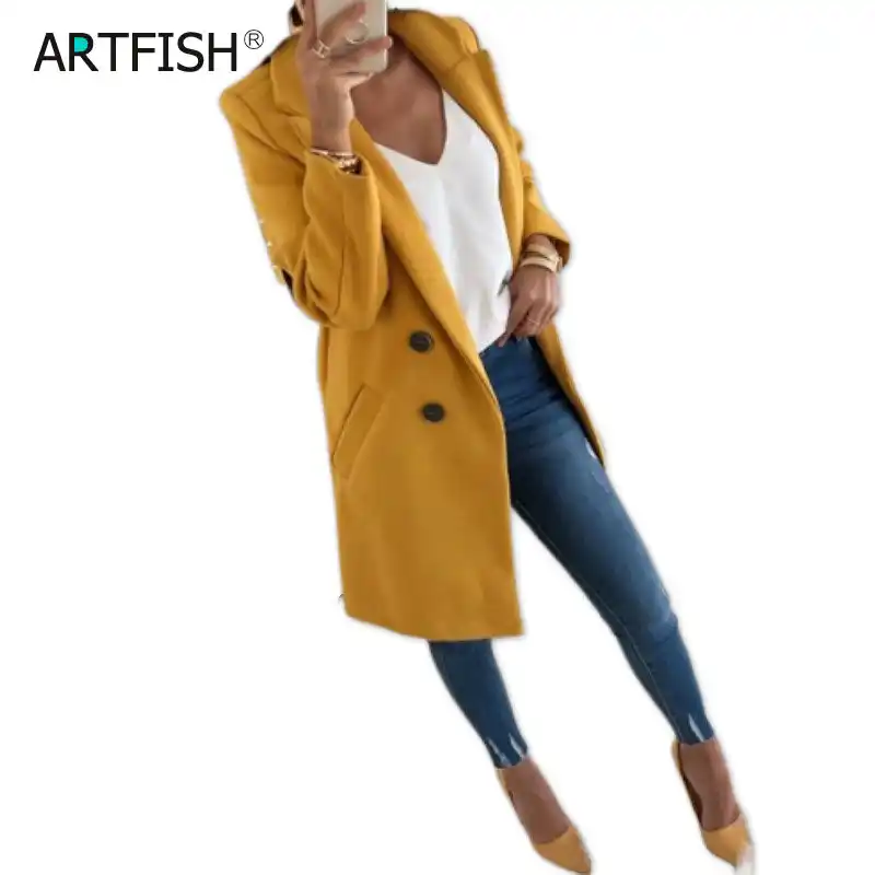 Женская шерстяная верхняя одежда, зимнее шерстяное пальто, длинный рукав, отложной воротник, Смешанная куртка, элегантные женские пальто, 3XL...