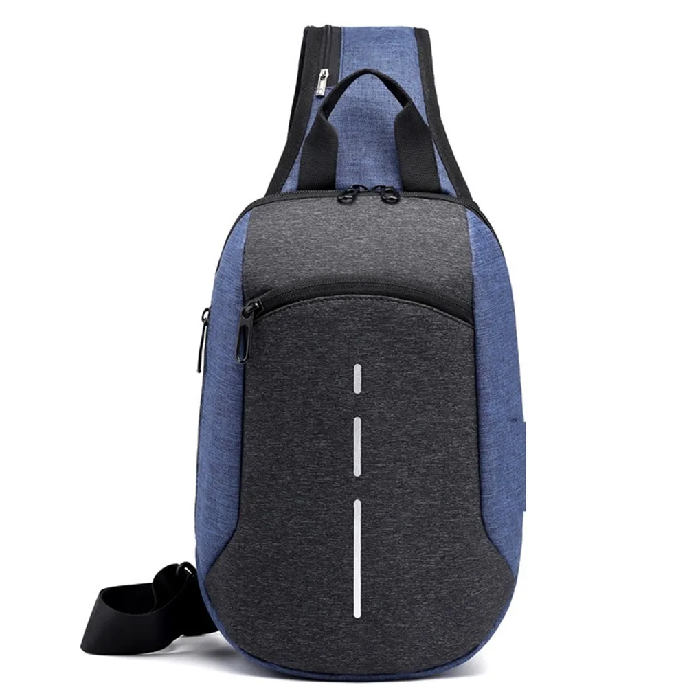 Chest bag blue USB сумка для ноутбука 14 дюймов путешествия рюкзак многофункциональный зарядки противоугонные водонепроницаемый женщины мужчины ПК ноутбук сумки - Цвет: Chest bag blue