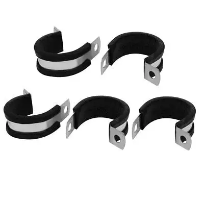

25mm Dia EPDM Rubber Lined P Clips Cable Hose Pipe Clamps Holder 5pcs