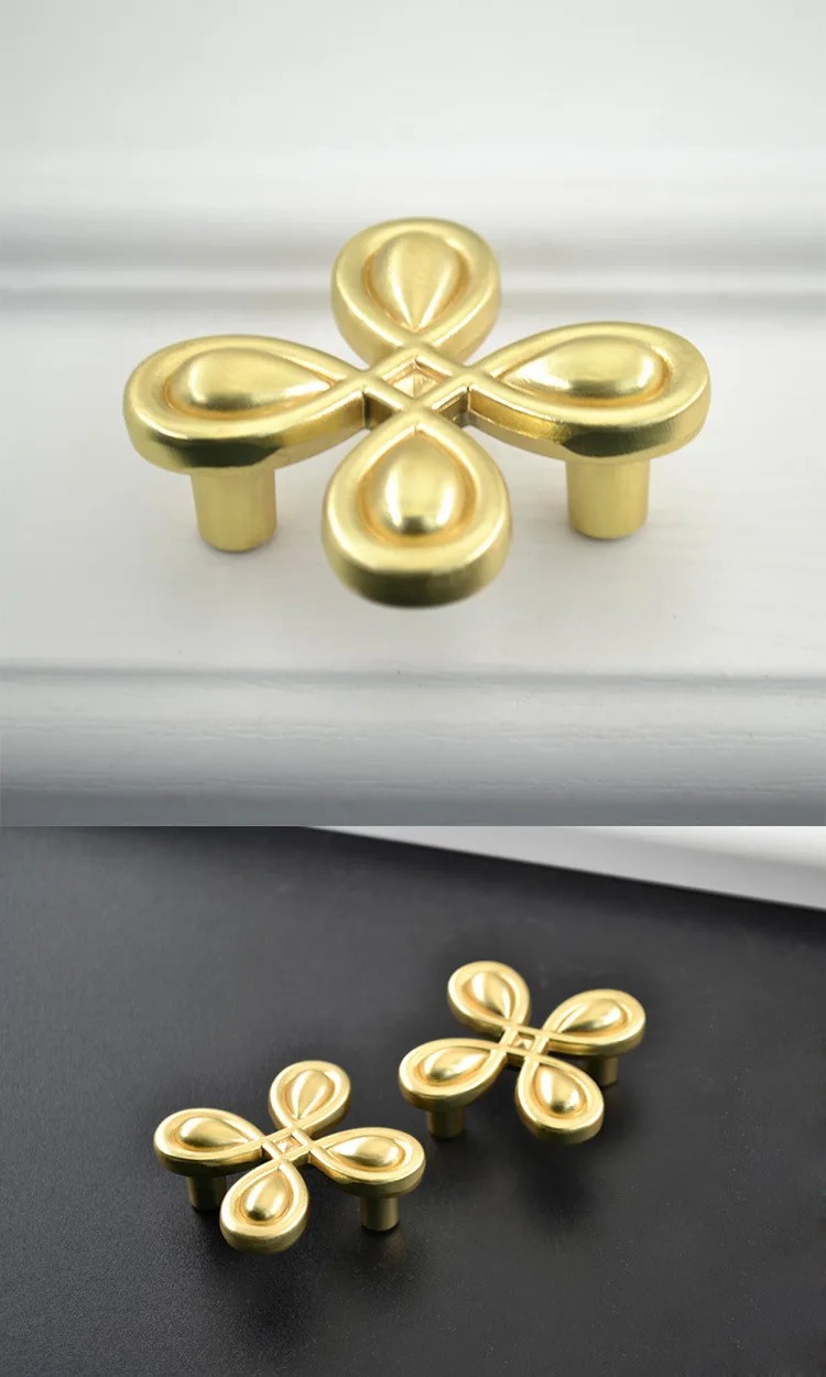 Yutoko Gold Vierblättriges Kleeblatt Form 32mm Schranktürknöpfe Griffe Möbelgriffe Schrank Kleiderschrank Schubladengriffe Hardware G40 – Detail 8