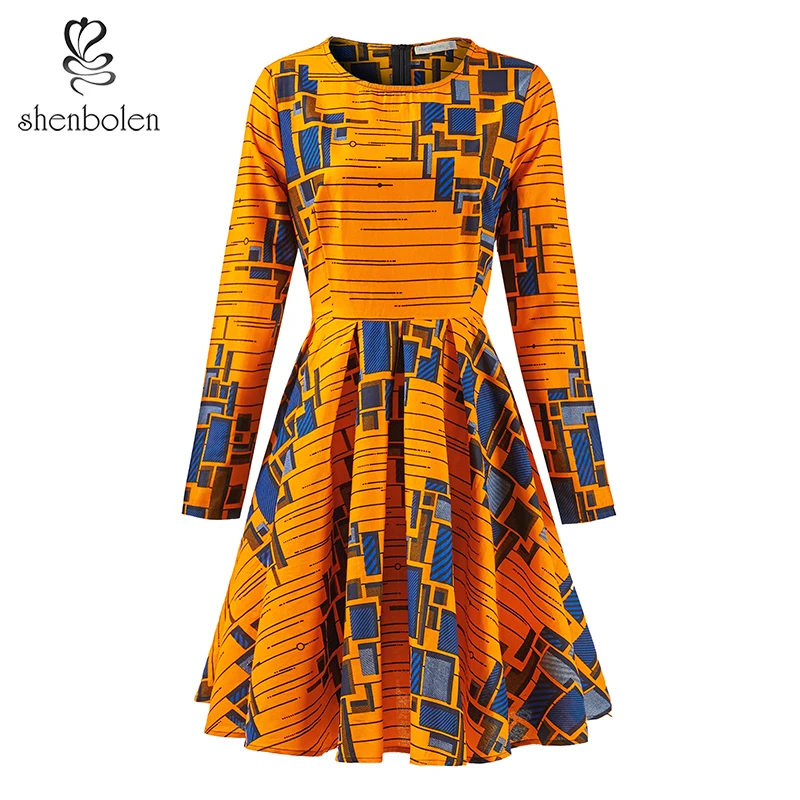 Африканское платье осеннее и зимнее платье новая модная африканская женская одежда Хлопковое платье африканская традиционная одежда - Цвет: yellow