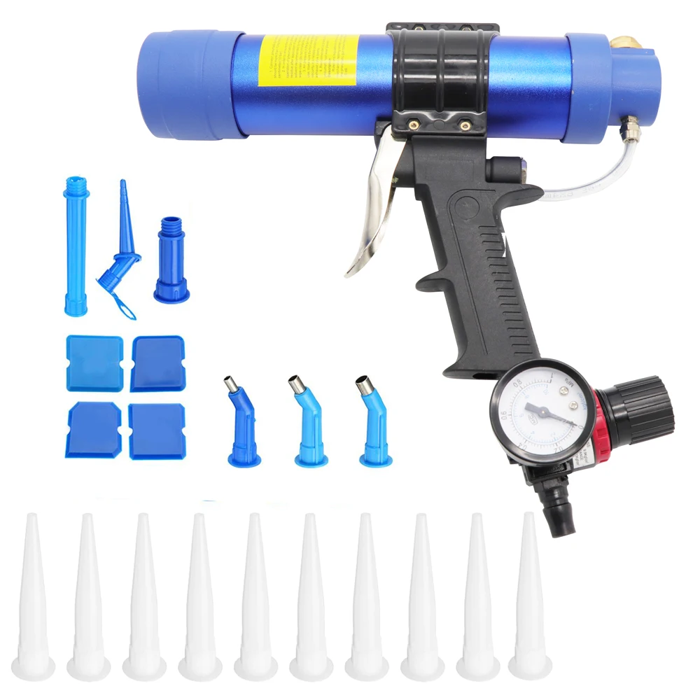 310ml Pneumatic Air Sealant Cartridge Gun Silicone Caulking Tool Caulk Nozzle Glass Rubber Grout Construction Tools