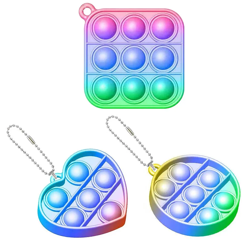 Mini empujar burbuja de juguete sensorial clave cadena autismo necesita Squishy Stress Reliever juguetes niño adulto divertido Anti-estrés juguete inquieto