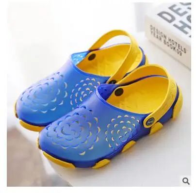 kids Mules& Clogs summer boys girls sandals flat heel solid color breathable slippers children garden shoes - Цвет: as picture