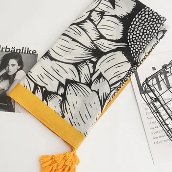 

New style of cotton and linen scarf sunflower printing decorative silk scarf tourist beach scarf