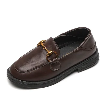 

Kids Shoes Girls Shoes Boys Leather Shoes Children Casual Sneakers With Metal Chain Classic Style Oxfords Slip-on 26-36 Brand