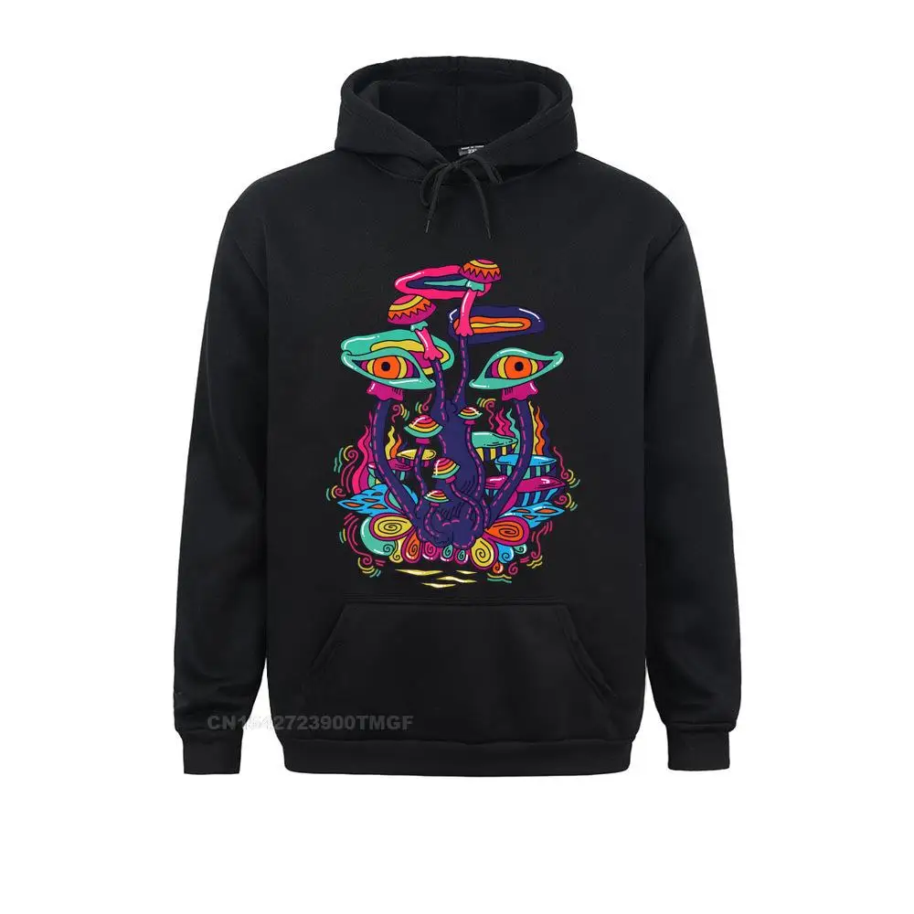 Trippy Psychedelic Mushroom Eyes T-Shirt__20820 Sweatshirts Crazy Long Sleeve New Design  Hoodies Clothes for Men April FOOL DAY Trippy Psychedelic Mushroom Eyes T-Shirt__20820black
