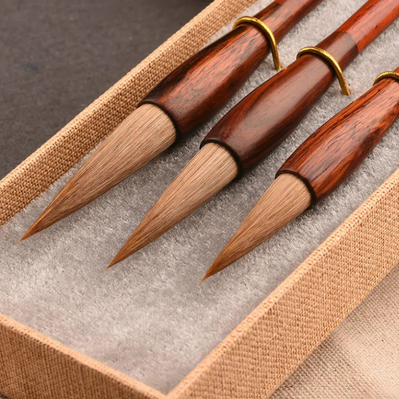 Calligraphy Brush Calligraphy Pen Holders Chinese Rosewood Pen Holder Wolf Hair Brush Kaishu Weasel Calligraphy Painting Regular Script Writing
