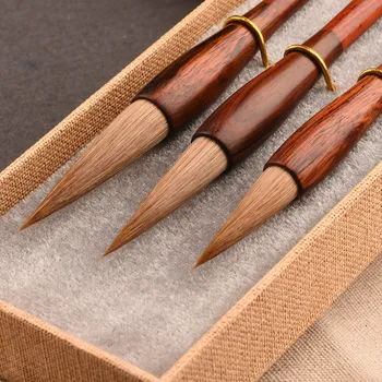 

Calligraphy Brush Chinese Rosewood Pen Holder Wolf Hair Brush Kaishu Weasel Calligraphy Painting Regular Script Writing Brush