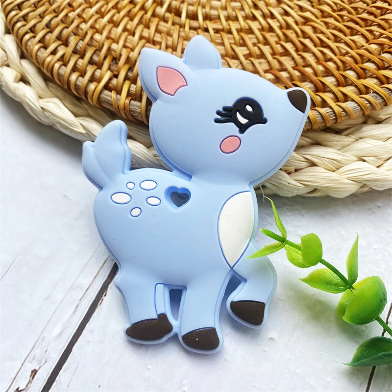 1pcs 새끼 사슴 실리콘  Teether 설치류  젖니가 남 장난감 씹을 수있는 동물 모양  제품 간호 선물
