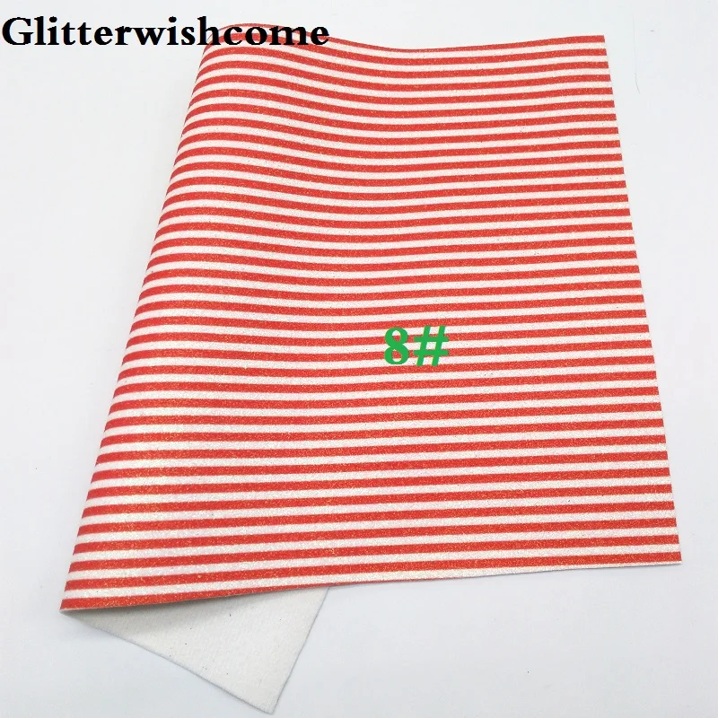 Glitterwishcome 21X29 см A4 Размер печатные полосы блеск синтетическая кожа искусственная из искусственной кожи Ткань Винил для бантов, GM025A - Цвет: 8