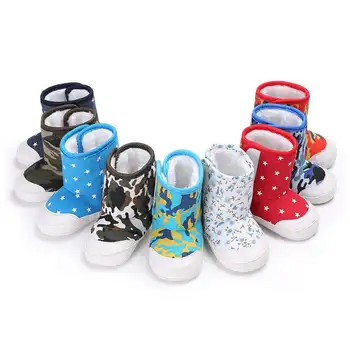 

Winter Snow Boot Newborn Infant Shoes Colours Long Barrel Warm Outdoors Soft Rubber Sole Non-slip Toddler First Walkers Booties