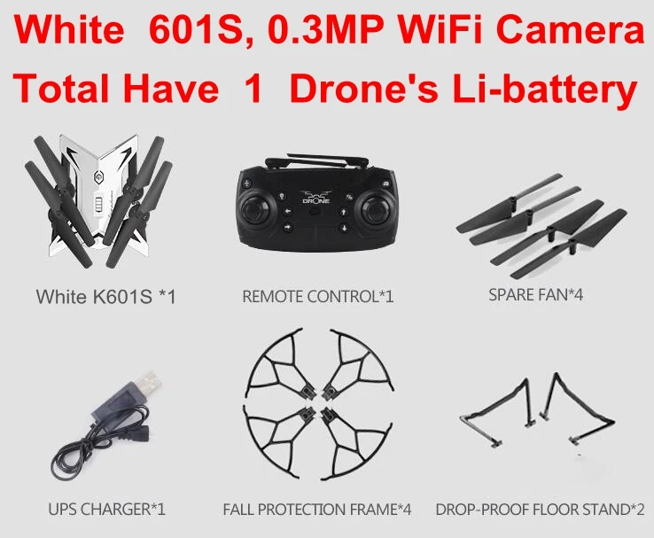 Origin JD601S RC селфи Дрон вертолет Квадрокоптер с HD Wifi FPV камера 30 минут летающее время лучшие подарки VS ky601s Квадрокоптер - Цвет: White 601S 0.3MP 1B