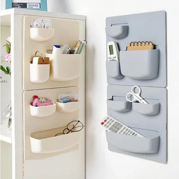 

Household Paste-type Wall Shelf Bathroom Stationery Storage Rack Punch-free Hanging Kitchen Holder