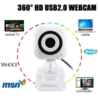 

HD USB 2.0 Camera Webcam 360° High Definition Video Calls Online Lectures Rotatable Web Cam w/ Mic Video Recording Computer