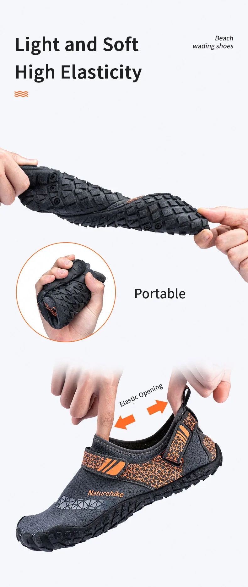 Naturehike Wading Sapatos Alta Malha Elástica Capa Descalço Antiderrapante Tênis Feminino - Masculino Secagem Rápida Atléticos Confortáveis 5 Naturehike wading sapatos alta malha elástica capa