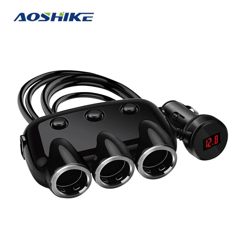 AOSHIKE 3 in 1 12V-24V 120W Car Splitter Socket Plug Cigarette Lighter a Auto Charger Adapter 2 USB For IPhone DVR | Автомобили и