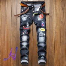 DSQ2 pantalones vaqueros para hombre, ropa de calle de alta calidad con agujero dañado, Hip Hop dsq