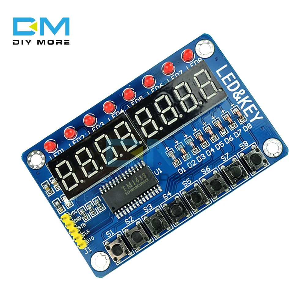 8-Tasten Ziffern Digital LED 8 Bit TM1638 Display Module für AVR Arduino 
