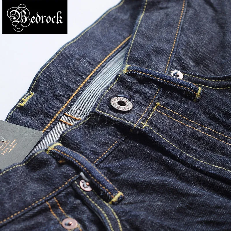 14oz selvedge vintage washed raw denim jeans for men reproduce 501CT original deep blue cattle jeans slim-fit pencil pants