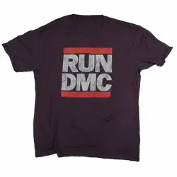 Run DMC Футболка-Потертый логотип фиолетовый 100% Официальный рэп хип хоп хлопок тренажерные залы фитнес топы Футболка